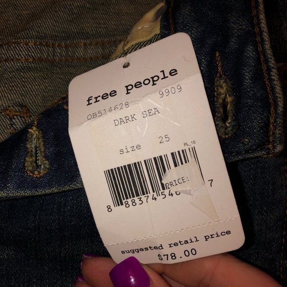 free people payton vintage denim jeans in dark sea - Picture 7 of 7